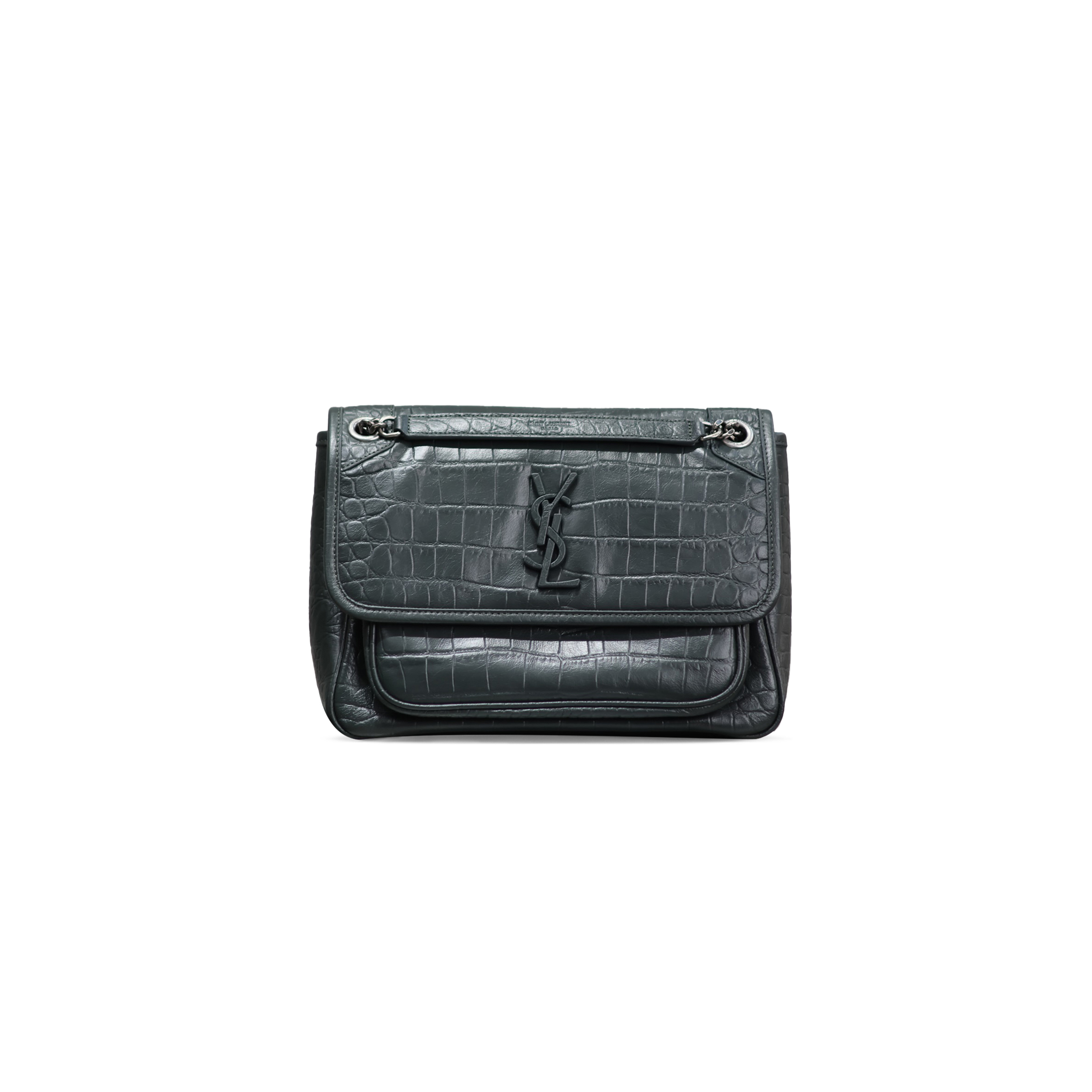 YSL NIKI MEDIUM CHAIN BAG IN CROCODILE-EMBOSSED LEATHER 5489421K00U1000 (28*20*8.5cm)